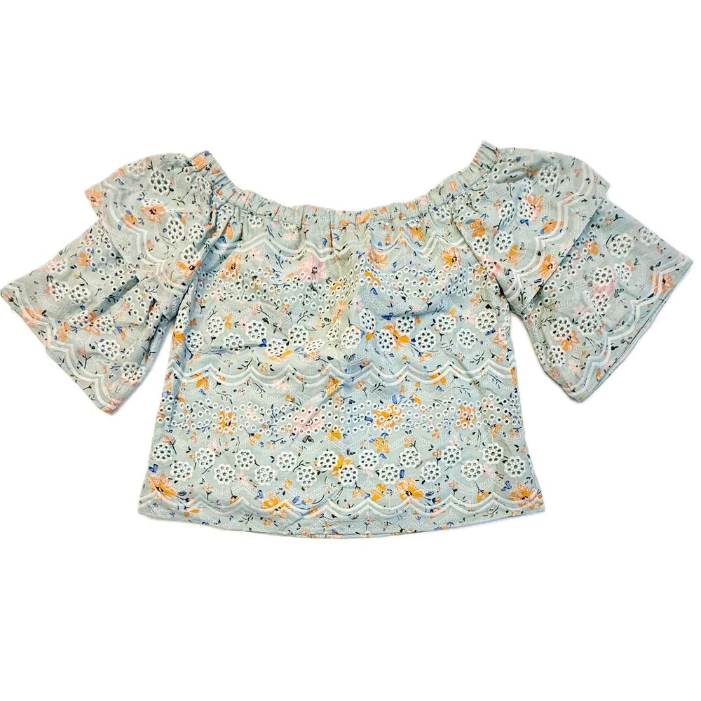 Anthropologie LAIA Ashtabula Embroidered Eyelet Off-Should Top Size Small ✨🌿🌼 - Picture 4 of 12